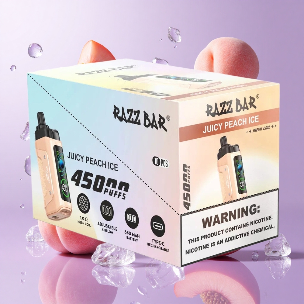 Razz Bar 45000パフス ディスポーザブルベイプ ジューシーピーチアイス（1.0オームメッシュコイル/Type-C充電）