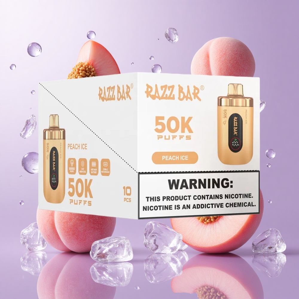 Razz Bar 50Kパフ 使い捨てベイプ ピーチアイス 50000回吸引 Type-C充電式