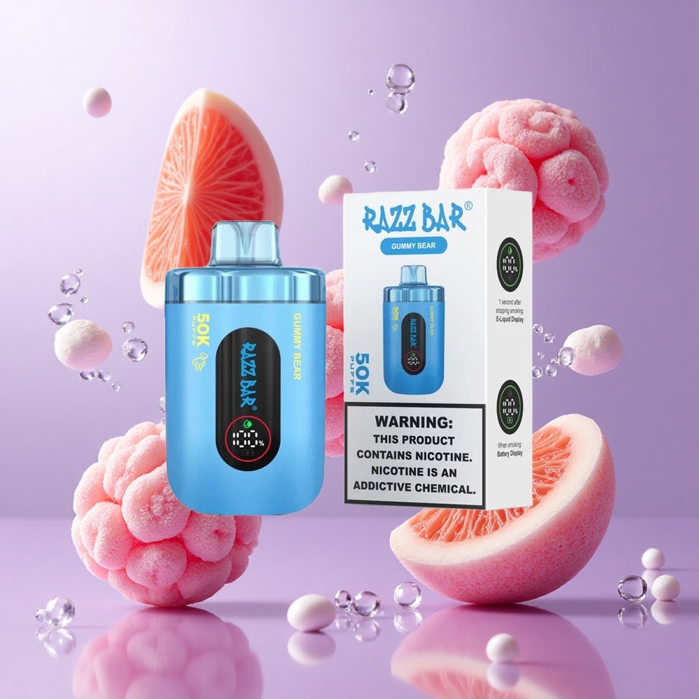 Razz Bar 50Kパフ ディスポーザブルベイプ グミベア タイプC充電式 2%ニコチン