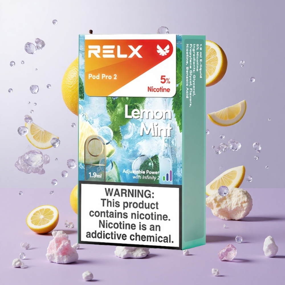 RELX Pod Pro 2 リモンミント 5%ニコチン 600パフ 1.9ml 2ポッド/パック 3電圧調整